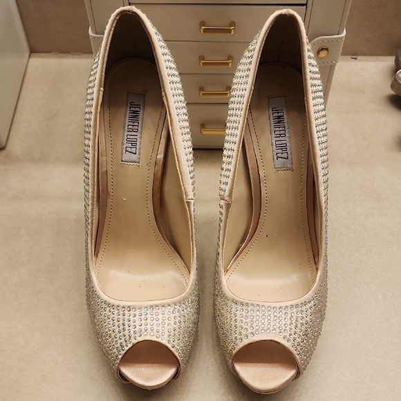 Elegant Rhinestone Peep-Toe Heels - Picture 5 of 7